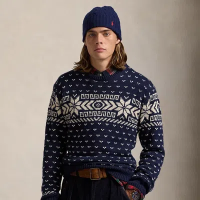 Polo Ralph Lauren Snowflake Cotton-cashmere Sweater In Blue