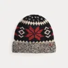 Ralph Lauren Snowflake Marled Wool-blend Beanie In Black