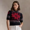 Polo Ralph Lauren Snowflake-motif Short-sleeve Jumper In Navy/red Multi