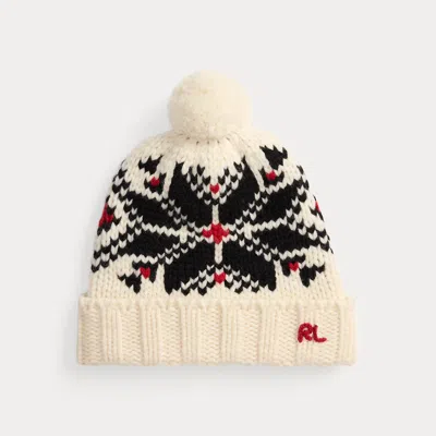 Ralph Lauren Snowflake-motif Wool Pom Beanie In White