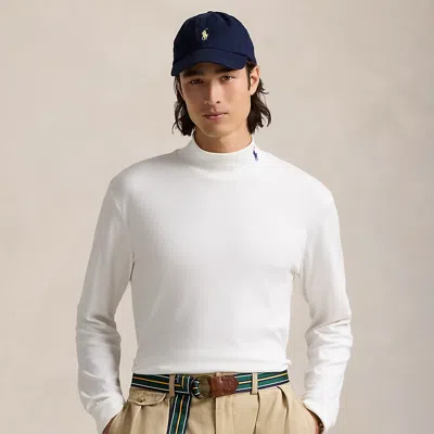 Polo Ralph Lauren Soft Cotton Mockneck Shirt In White