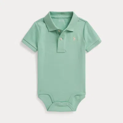 Ralph Lauren Babies'  Soft Cotton Polo Bodysuit In Green