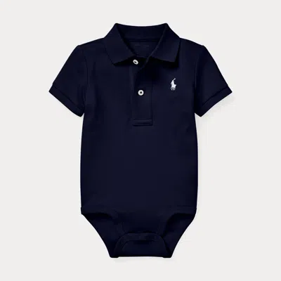 Ralph Lauren Babies' Soft Cotton Polo Bodysuit In Refined Navy In Black