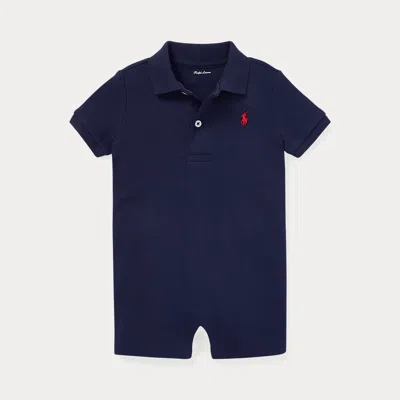 Polo Ralph Lauren Baby Boys Cotton Short Sleeved Polo Shortall In Refined Navy