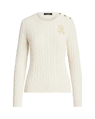 Ralph Lauren Soft Gassed Cotton Long Sleeve Cable Knit Pullover In Neutral