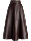Polo Ralph Lauren Soft Leather Midi-skirt In Braun