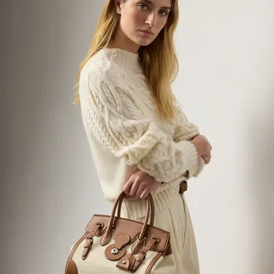 Ralph Lauren Soft Ricky 27 Calfskin-trim Woven Bag In Neutral