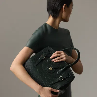 Ralph Lauren Soft Ricky 33 Alligator Bag In Green