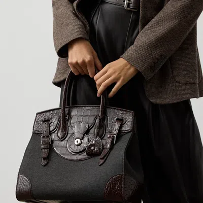 Ralph Lauren Soft Ricky 33 Alligator-trim Flannel Bag