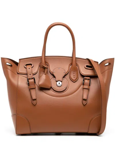 Polo Ralph Lauren Soft Ricky 33 Leather Tote Bag In Brown