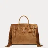 Ralph Lauren Soft Ricky 40 Fringe-trim Calf-suede Bag In Brown