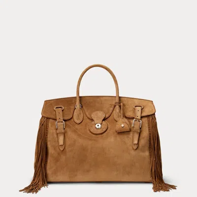 Ralph Lauren Soft Ricky 40 Fringe-trim Calf-suede Bag In Brown