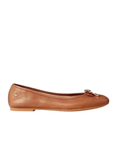 Ralph Lauren Solid Color Ballet Pumps In Brown