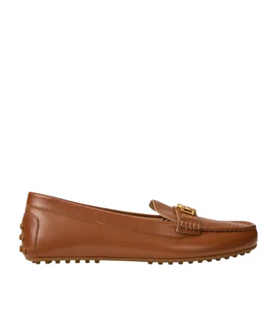 Ralph Lauren Solid Color Flat Shoes In Brown