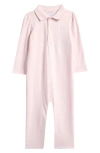 Ralph Lauren Solid Cotton Interlock Polo Romper In Pink