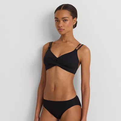 Ralph Lauren Solid Hipster Bikini Bottom In Black In Blue