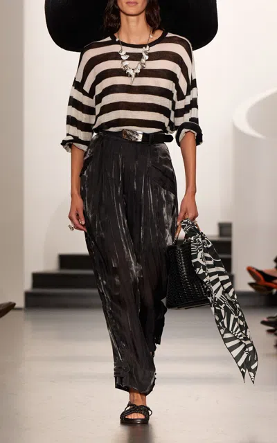 Ralph Lauren Sonya Satin Jacquard Pants In Black