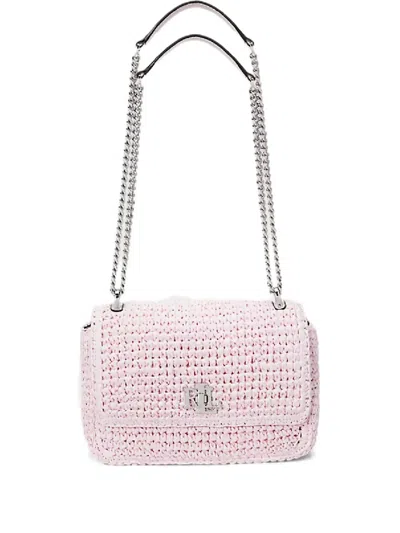 Ralph Lauren Sophee Straw Chain-strap Shoulder Bag In Pink