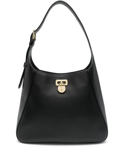 Ralph Lauren Spacious Black Cow Leather Shoulder Bag