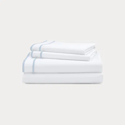 Ralph Lauren Spencer Border Sheet Set In Blue Cornflower In White