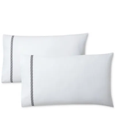 Ralph Lauren Spencer Cable Embroidery Pillowcase Set, Standard In Blue