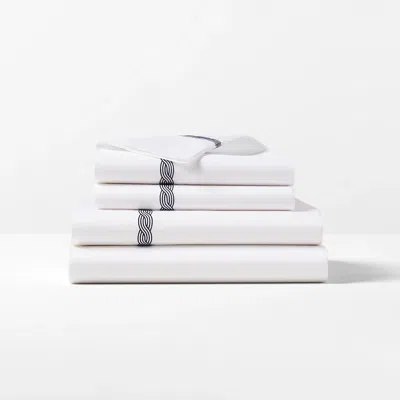 Ralph Lauren Spencer Cable Embroidery Sheet Set In Navy In White