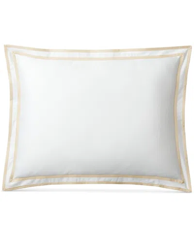 Ralph Lauren Spencer Sateen Border Decorative Pillow, 12" X 16" In White  Flax