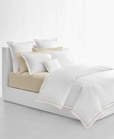 Ralph Lauren Spencer Sateen Border Duvet Cover, Full/queen Bedding In White  Flax
