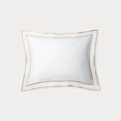 Ralph Lauren Spencer Sateen Border Sham In White And Flax