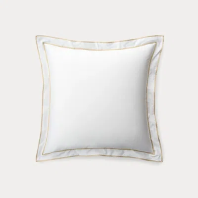 Ralph Lauren Spencer Sateen Border Sham In White And Flax