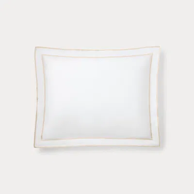 Ralph Lauren Spencer Sateen Border Sham In White And Flax