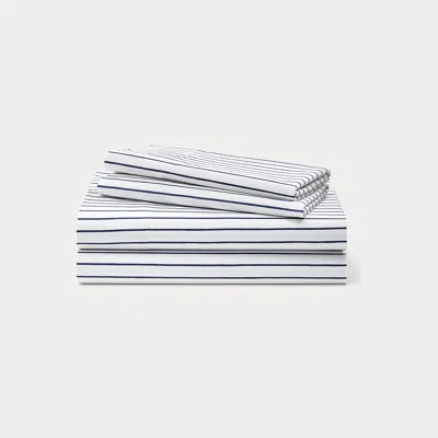 Ralph Lauren Spencer Sateen Stripe Sheet Set In Navy In Blue