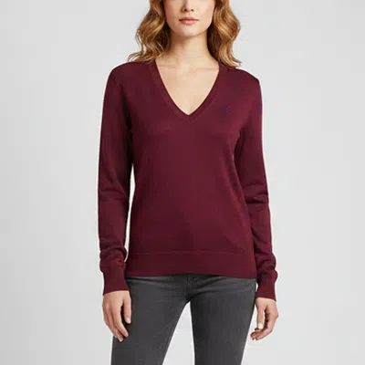 Pre-owned Ralph Lauren Sport Burgundy Knit Long Sleeve Sweater M