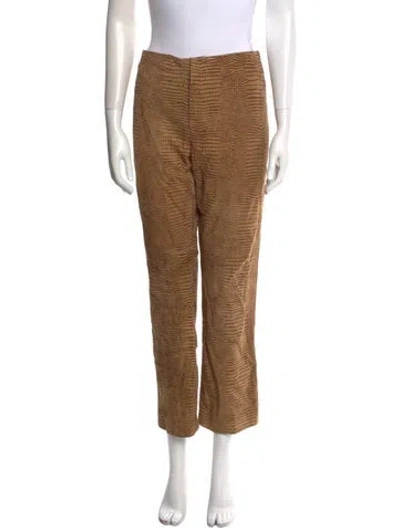 Pre-owned Ralph Lauren Sport Leather Straight Leg Pants In Brown