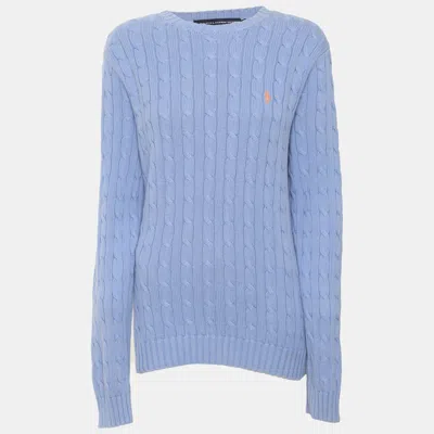 Pre-owned Ralph Lauren Sports Light Blue Rib Knit Sweater L