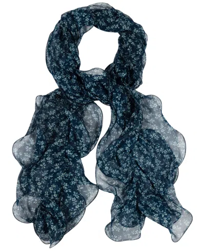 Ralph Lauren Spring Ditsy Double Ruffle Scarf In Blue