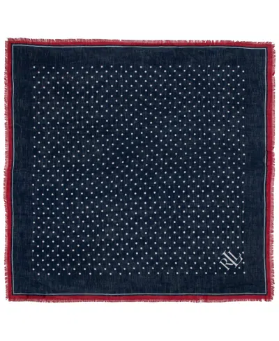Ralph Lauren Spring Dot Square Scarf In Blue