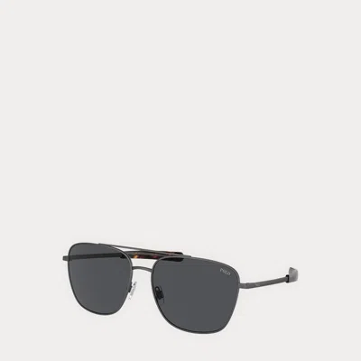 Polo Ralph Lauren Square Navigator Sunglasses In Semishiny Dark Gunmetal