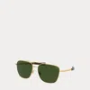 Polo Ralph Lauren Square Navigator Sunglasses In Shiny Gold
