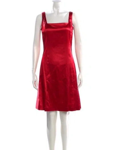 Pre-owned Ralph Lauren Square Neckline Knee-length Dress In Red