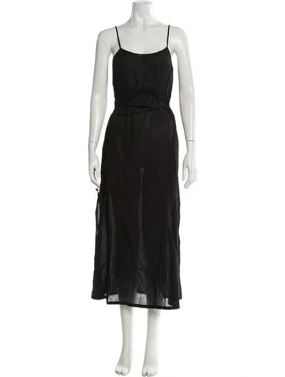 Pre-owned Ralph Lauren Square Neckline Long Dress In Black
