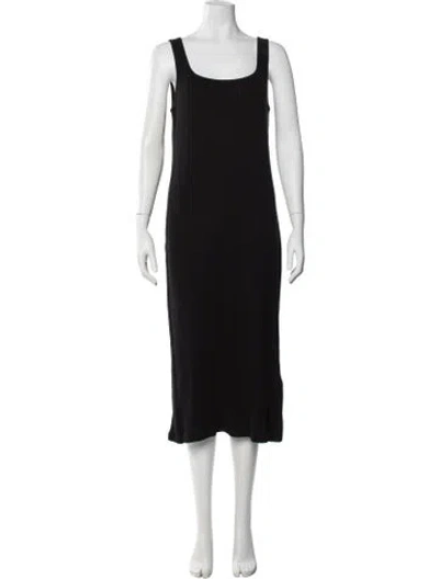 Pre-owned Ralph Lauren Square Neckline Midi Length Dress In Black