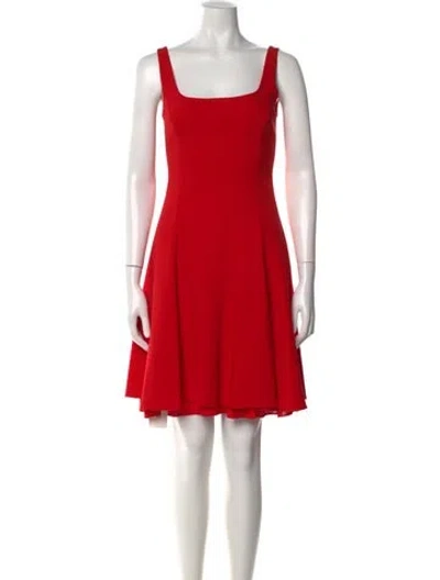 Pre-owned Ralph Lauren Square Neckline Mini Dress In Red