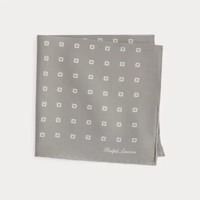 Ralph Lauren Square-print Silk Pocket Square In Gray