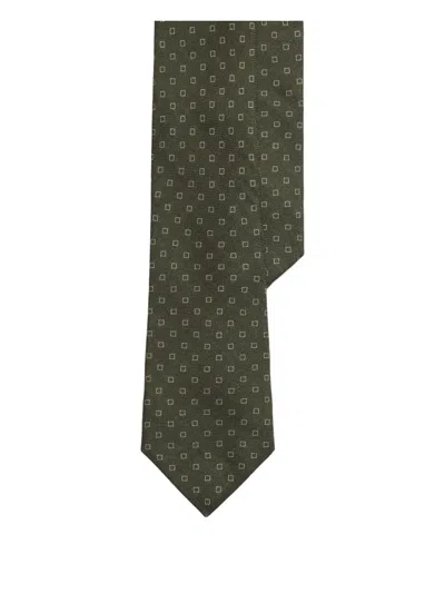 Ralph Lauren Square-print Tie In Green