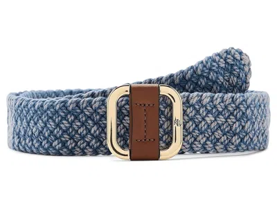 Ralph Lauren Square Slide 35-belt-medium Women's Belts Light Blue/lauren Tan: Xl (40" Waist)