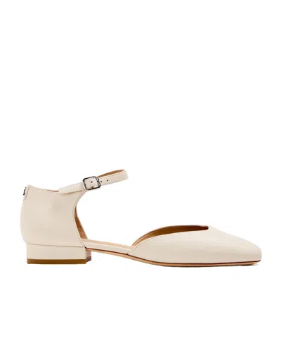 Ralph Lauren Squaretoe Anklestrap Flats In Neutral