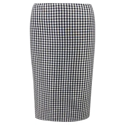 Pre-owned Ralph Lauren S/s 2000  Black White Gingham Silk Taffeta Pencil Skirt
