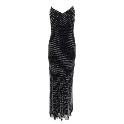 Pre-owned Ralph Lauren S/s 2000  Runway Faux Pearl Beaded Backless Silk Gown Us2 In Black