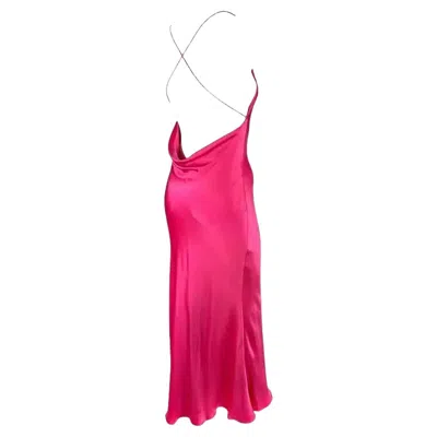Pre-owned Ralph Lauren S/s 2004  Runway Hot Pink Silk Satin Backless Slip Gown 2us